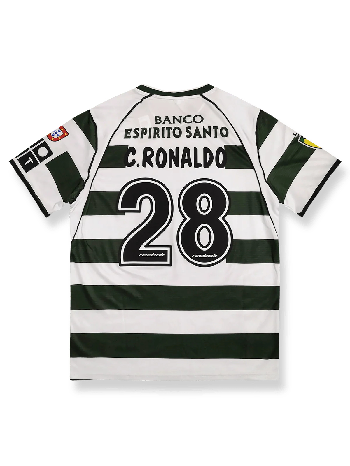 2001–03シーズン スポルティングCP ホームユニフォーム C・ロナウド 28番 クラシック緑白ストライプデザイン