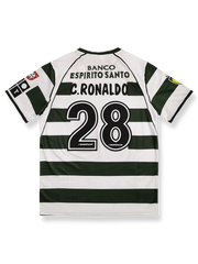 2001–03シーズン スポルティングCP ホームユニフォーム C・ロナウド 28番 クラシック緑白ストライプデザイン