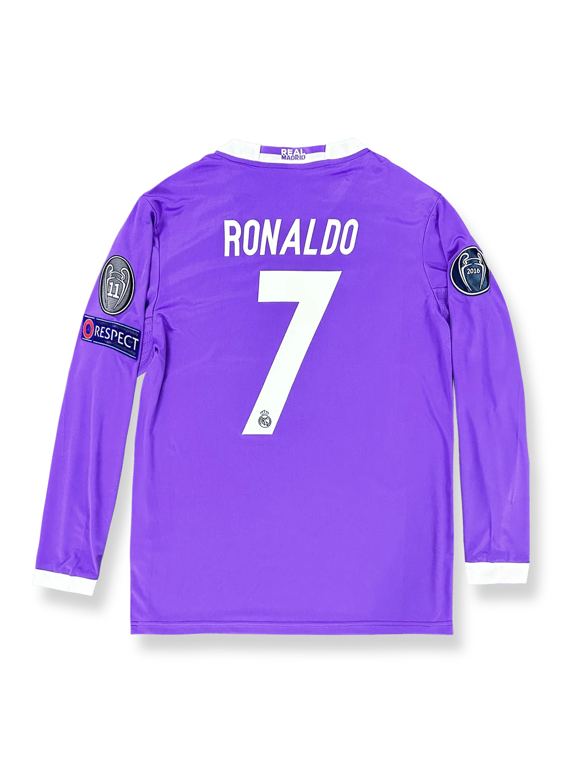 2016-17シーズンUEFAチャンピオンズリーグレアル・マドリードアウェイユニフォーム クリスティアーノ・ロナウド 背番号7 ホワイト ブラックアクセント クラブエンブレム刺繍