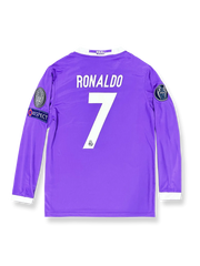 2016-17シーズンUEFAチャンピオンズリーグレアル・マドリードアウェイユニフォーム クリスティアーノ・ロナウド 背番号7 ホワイト ブラックアクセント クラブエンブレム刺繍