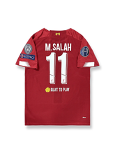 2019-20シーズンUEFAチャンピオンズリーグリヴァプールホームユニフォーム モハメド・サラー 背番号11 レッド 白アクセント クラブエンブレム刺繍