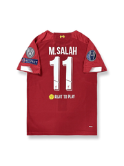 2019-20シーズンUEFAチャンピオンズリーグリヴァプールホームユニフォーム モハメド・サラー 背番号11 レッド 白アクセント クラブエンブレム刺繍