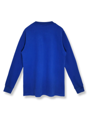 1968年シーズンのマンチェスター・ユナイテッドアウェイブルー長袖ユニフォーム、シンプルでクラシックなデザイン。