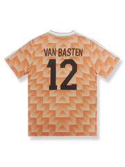 1988年欧州選手権オランダ代表ホームユニフォーム マルコ・ファン・バステン #12 オレンジ クラシックエンブレム刺繍