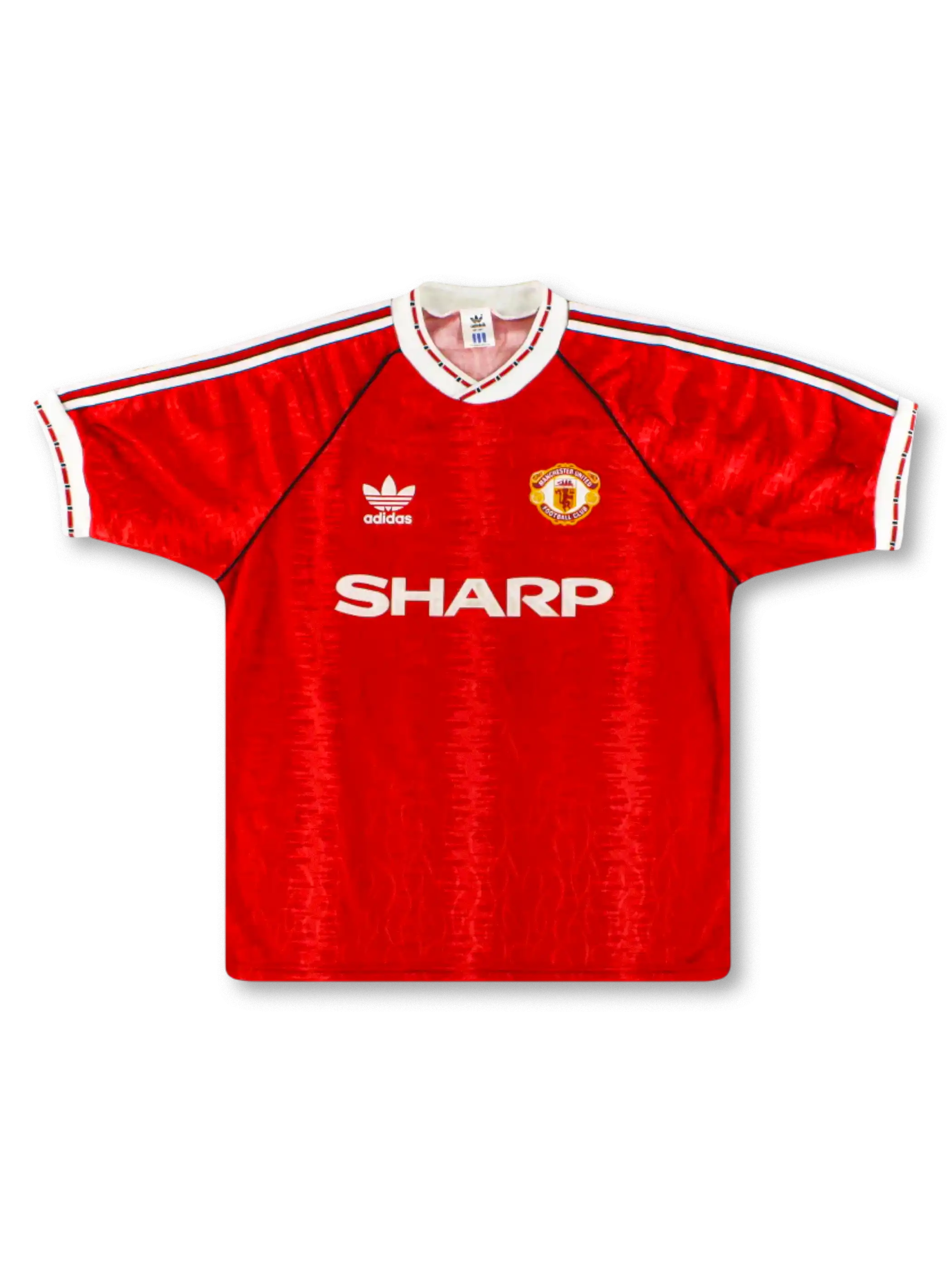 1990-92年マンチェスター・ユナイテッド ホームユニフォーム 波柄ジャカード 正面デザイン