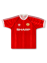 1990-92年マンチェスター・ユナイテッド ホームユニフォーム 波柄ジャカード 正面デザイン