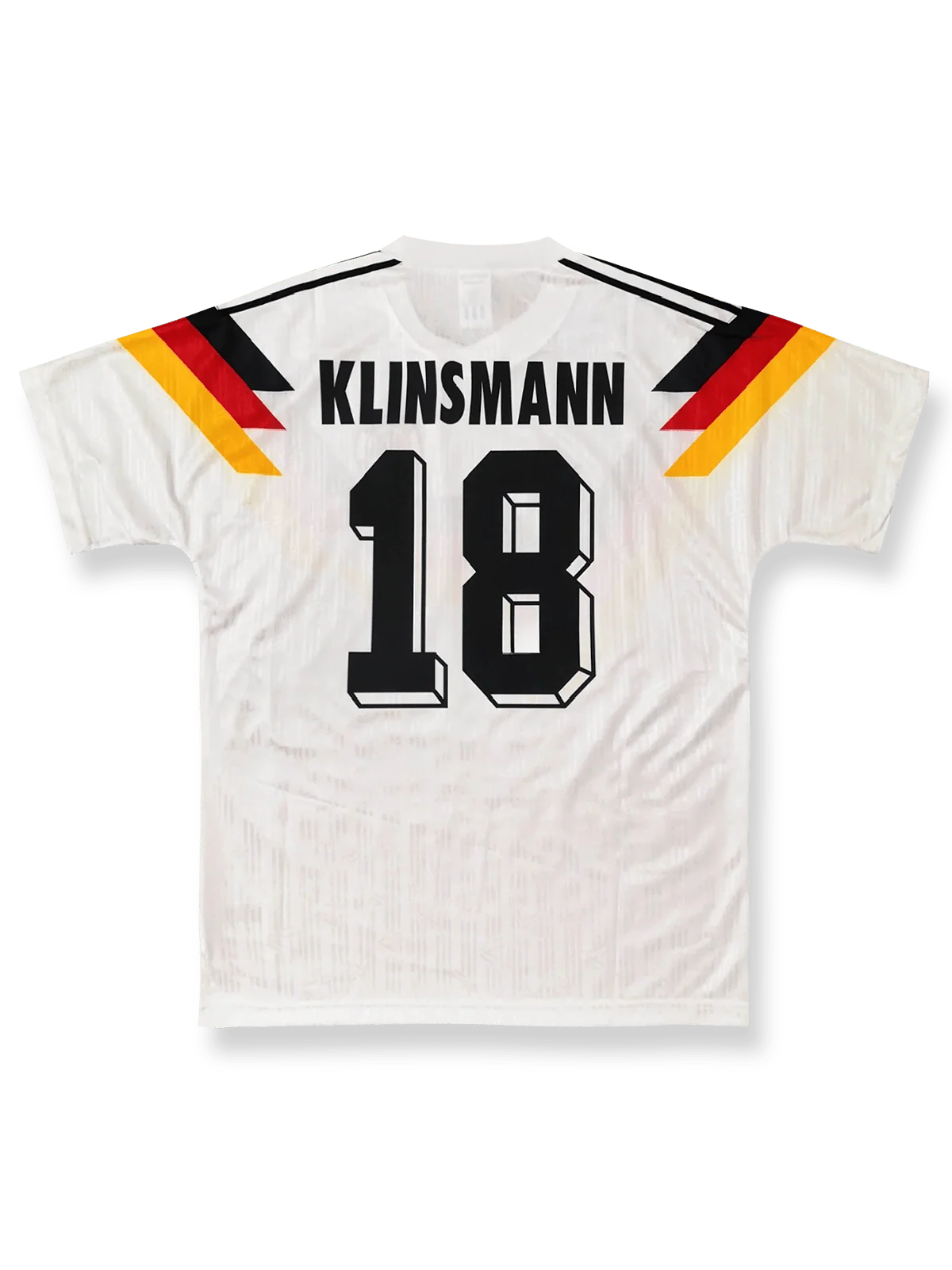 1990年ワールドカップ ドイツ代表 ホームユニフォーム クリンスマン 18番 クラシック白黒Vネックデザイン