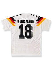 1990年ワールドカップ ドイツ代表 ホームユニフォーム クリンスマン 18番 クラシック白黒Vネックデザイン