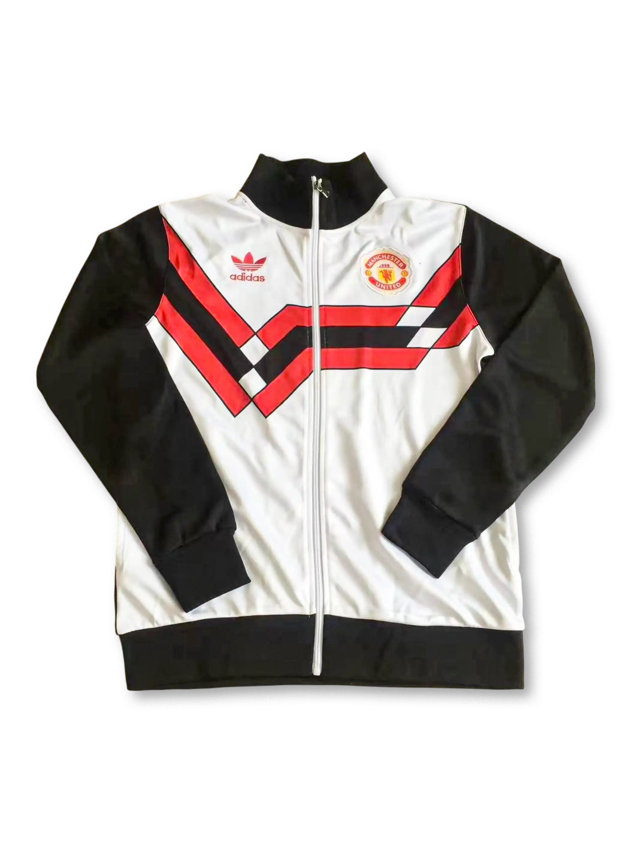 1990年マンチェスター・ユナイテッド トラックジャケット 正面、V字レトログラフィックデザイン