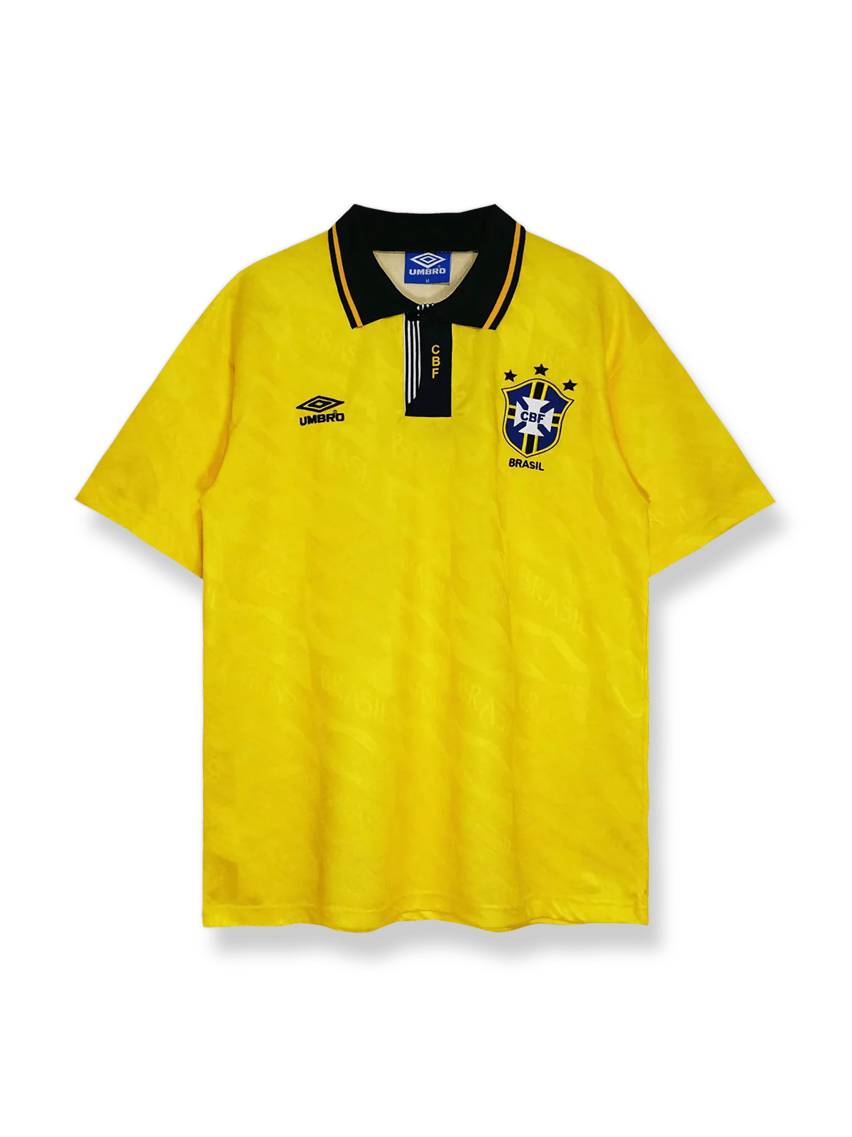 1991-93年ブラジル代表ホームレトロユニフォーム 黄色地 緑アクセント クラシックエンブレム刺繍