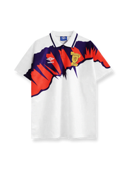 1991-93年スコットランド代表アウェイレトロユニフォーム 白地ブルーストライプ クラシック襟デザイン