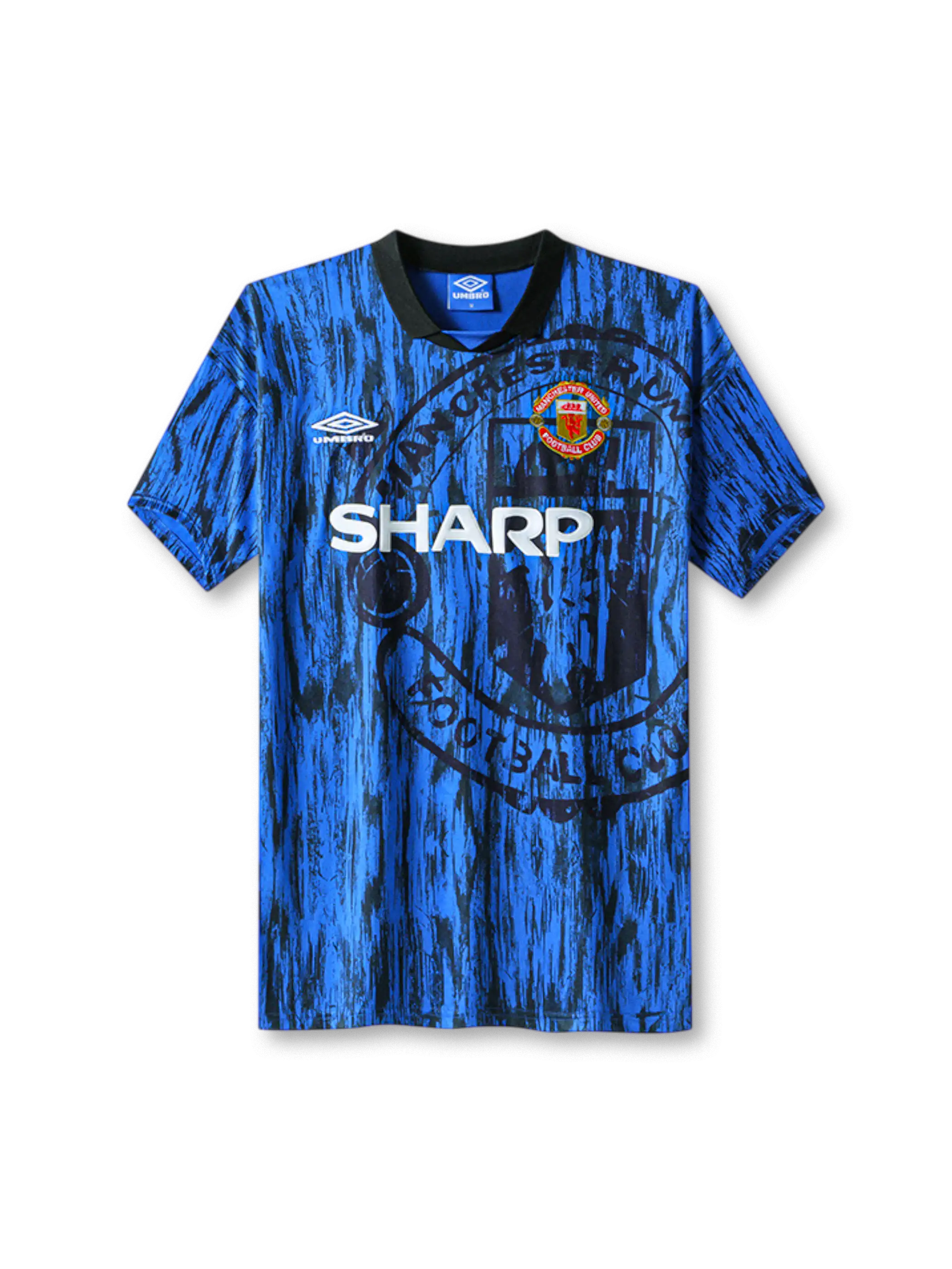 1992-93 マンチェスター・ユナイテッド アウェイ シャツ 正面 ブルーグラフィック