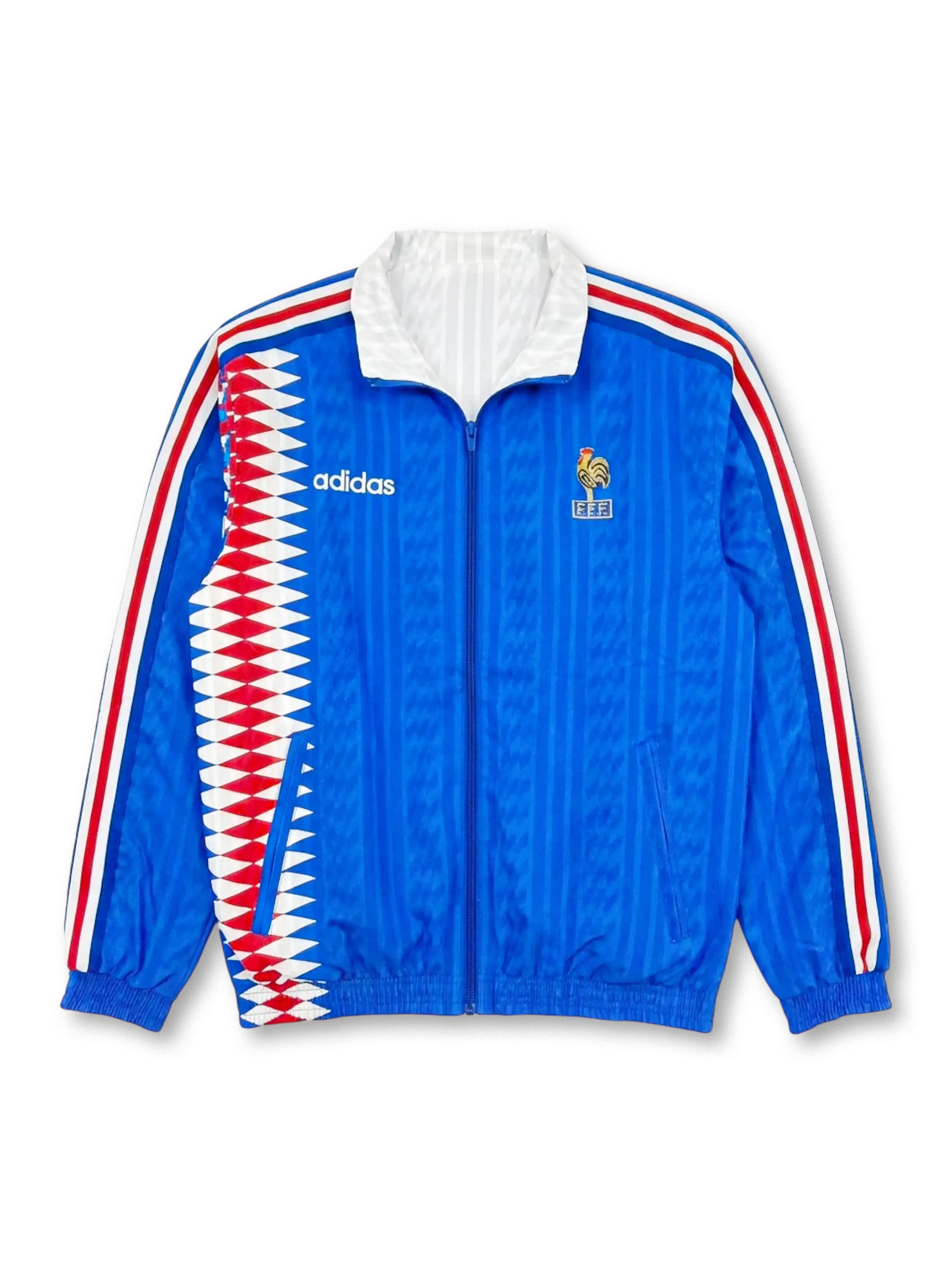 1992年 フランス代表 リバーシブル トラックジャケット ホワイト面 正面(三色幾何学復刻)