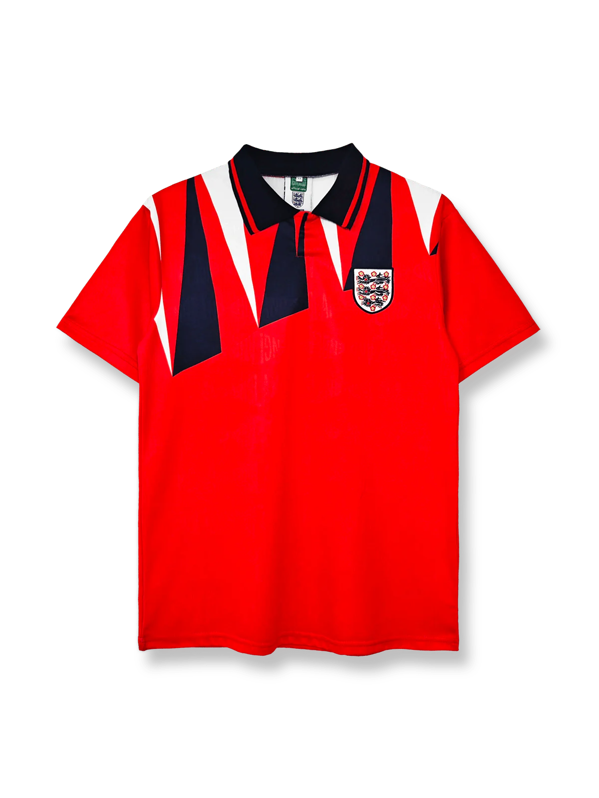 1992年イングランド代表アウェイレトロユニフォーム 濃紺 白アクセント クラシックストライプ&エンブレム刺繍