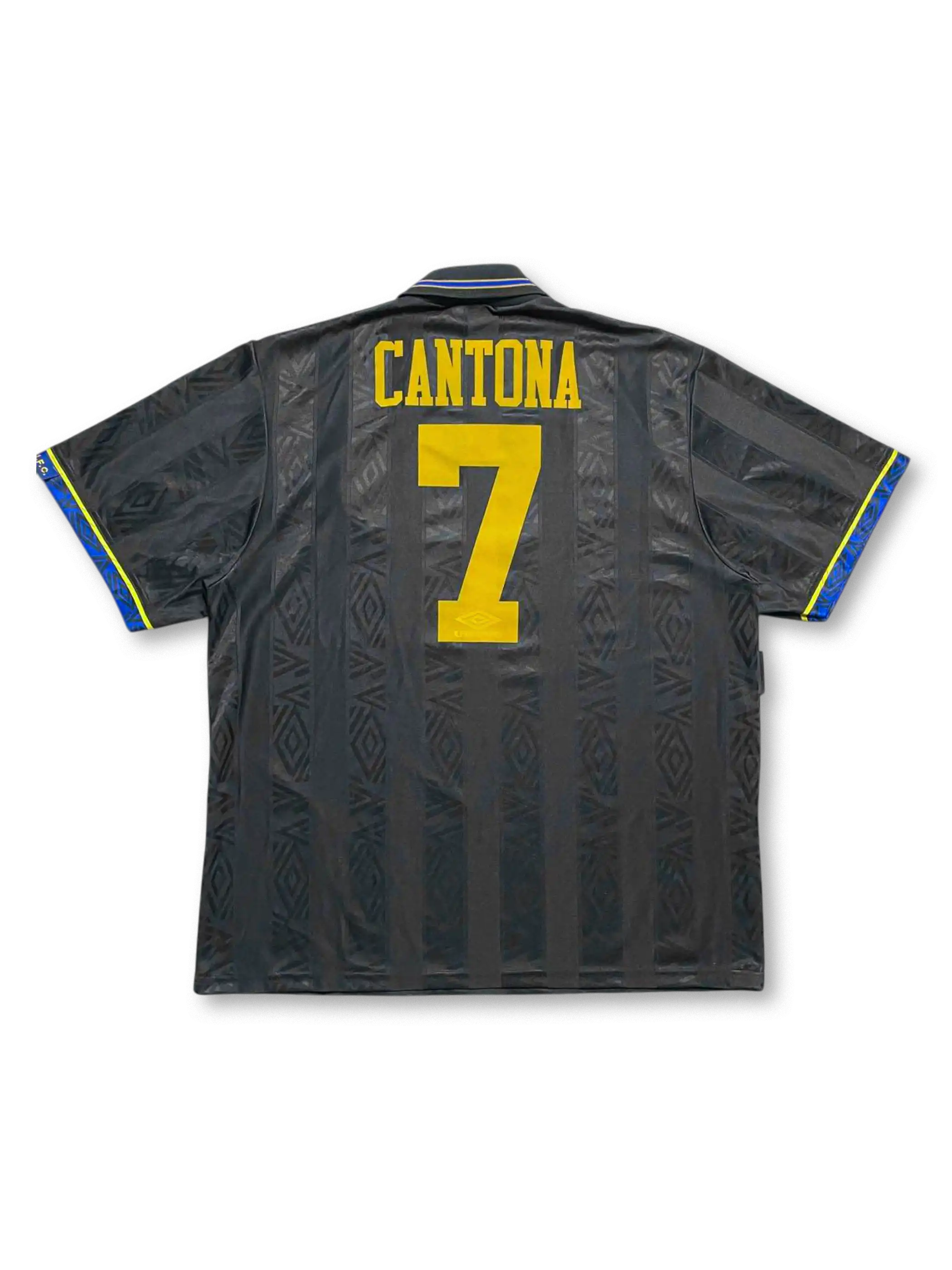 1993-95年マンチェスター・ユナイテッドアウェイユニフォーム、カントナ7番、SHARP VIEWCAMスポンサー付きUMBRO製ビンテージサッカージャージ