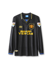 1993-95 マンチェスター・ユナイテッド アウェイ シャツ 正面 ブラック×イエローデザイン