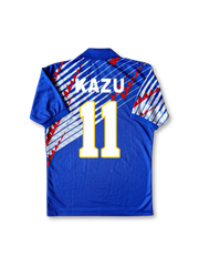 1990年代レトロサッカーユニフォーム。1993年日本代表ホームキット – 三浦知良11番を昇華プリントと高機能素材で再現。