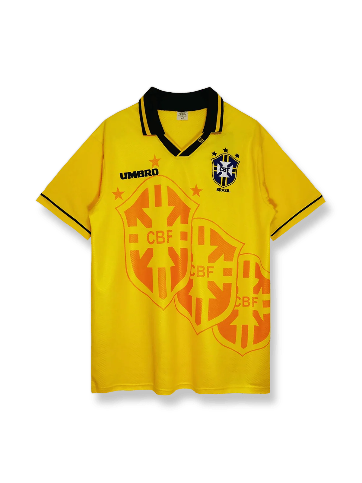1993-94年ブラジル代表ホームレトロユニフォーム 黄色地 緑アクセント クラシックエンブレム刺繍