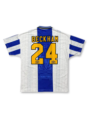 1994-96年マンチェスター・ユナイテッドアウェイユニフォーム、ベッカム24番、Wembley 1968モチーフ入りUMBRO製ビンテージサッカージャージ