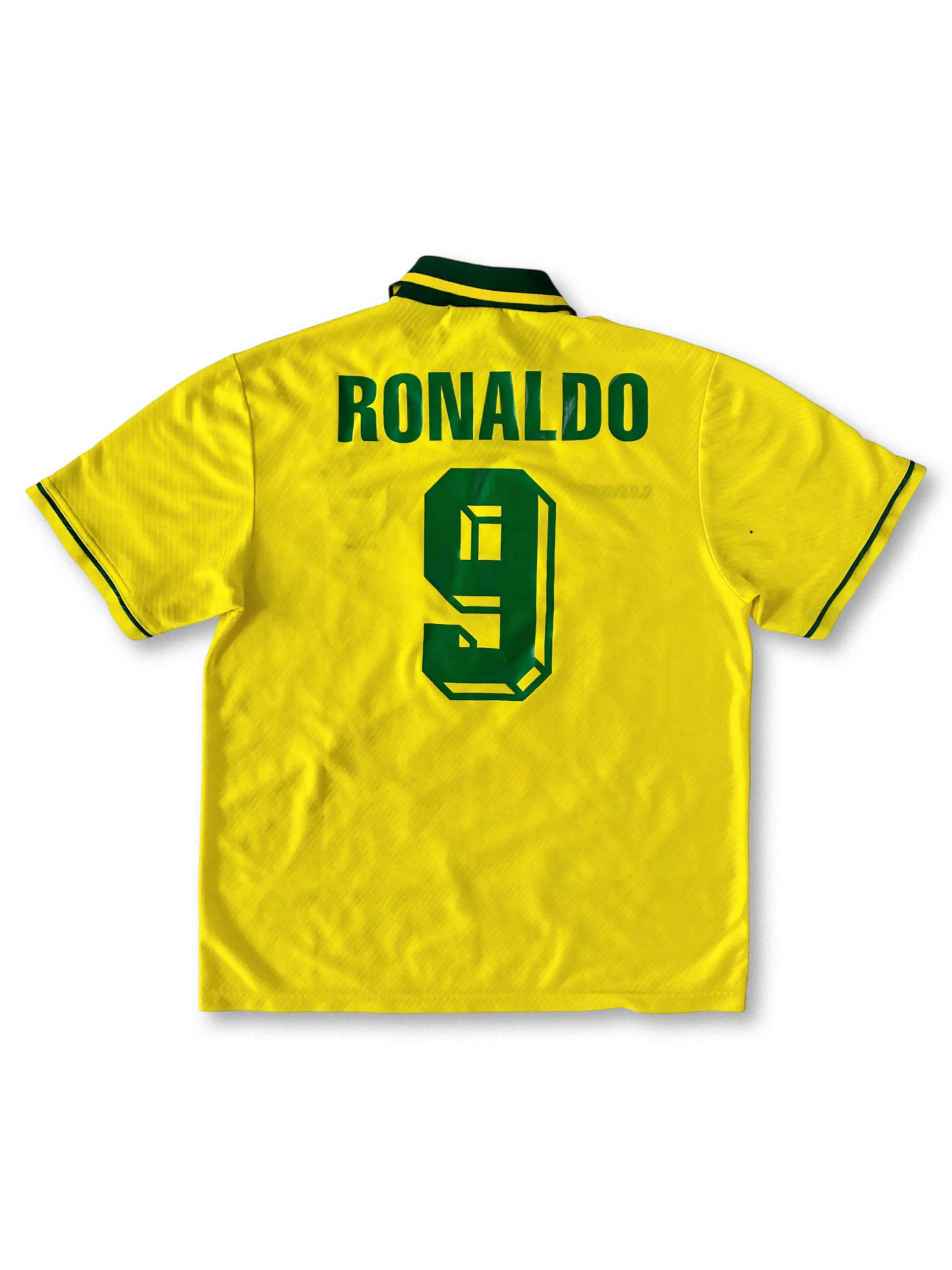 1994-96年 ブラジル代表 ホーム ロナウド9番、カナリアイエローのヴィンテージユニフォーム