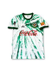 1994年ヴェルディ川崎アウェイユニフォーム、白地に緑の放射デザイン、コカコーラスポンサー付きビンテージサッカージャージ