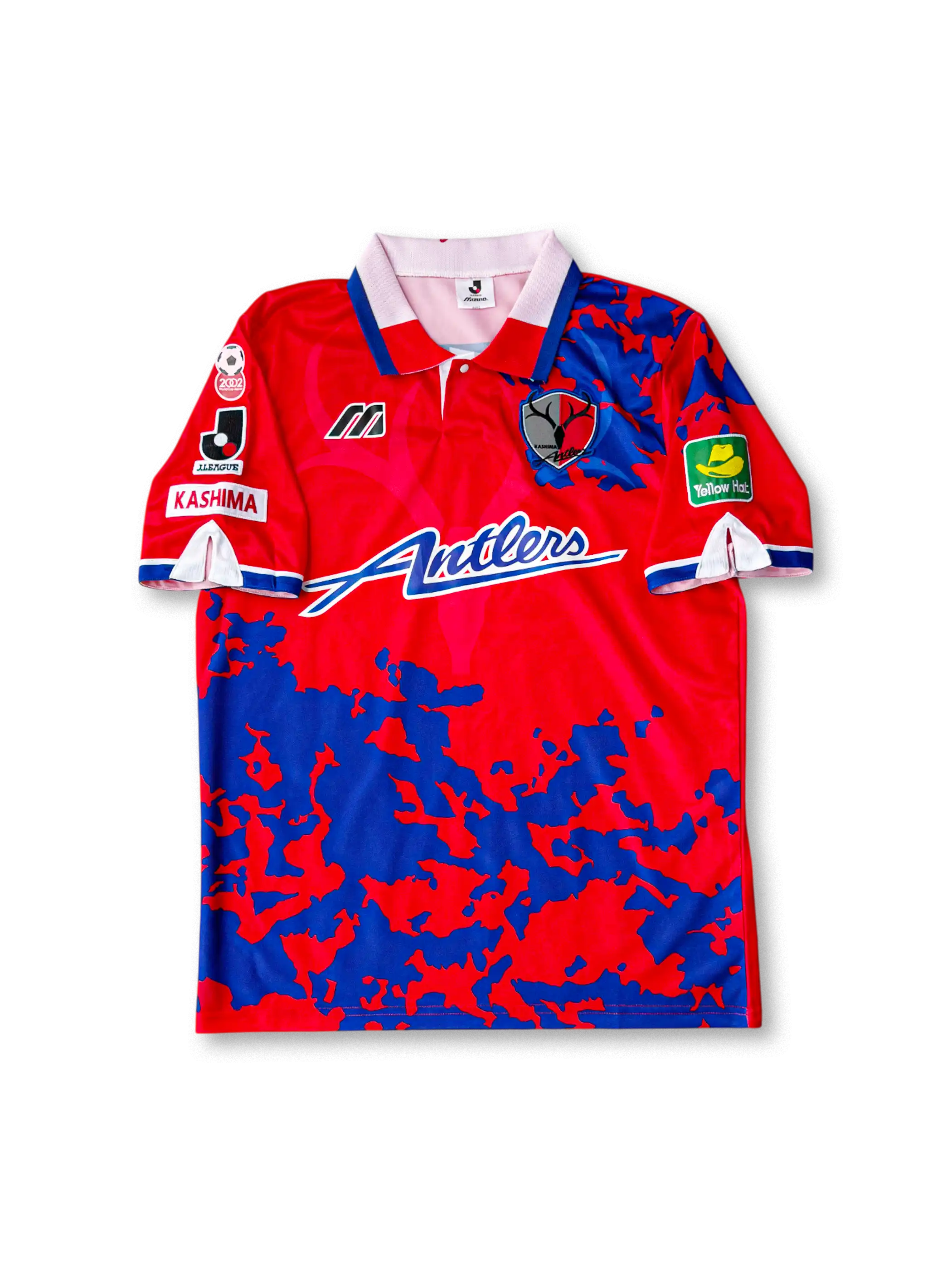 1995年鹿島アントラーズ ホームユニフォーム 正面、Antlersロゴと青赤グラフィック