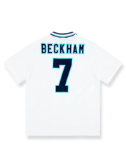 1995-97年イングランド代表ホームレトロユニフォーム デイビッド・ベッカム #7 白 赤アクセント クラシックエンブレム刺繍