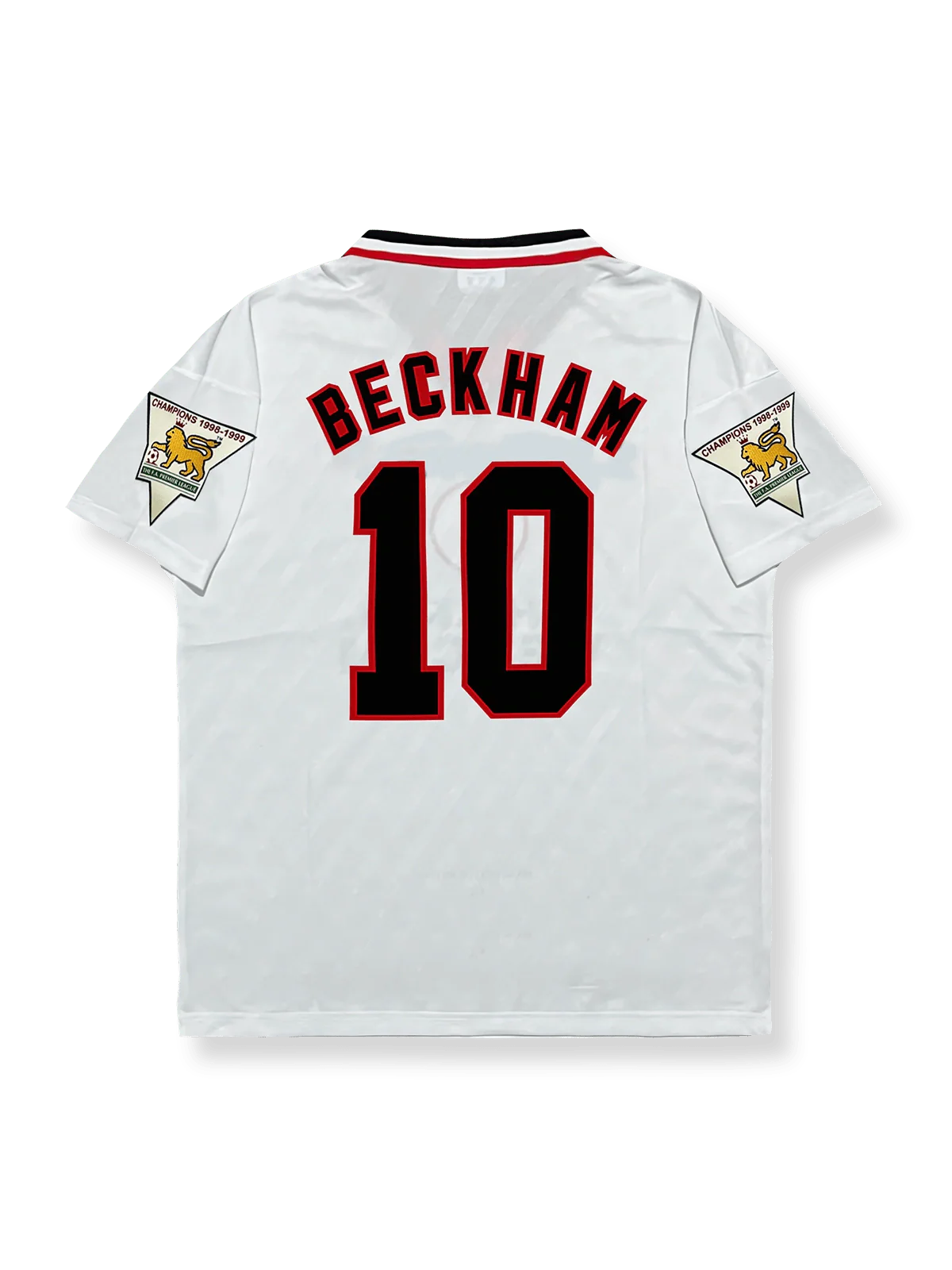 1996–97シーズン マンチェスター・ユナイテッド アウェイユニフォーム ベッカム 10番 クラシックホワイト&ブラックアクセントデザイン