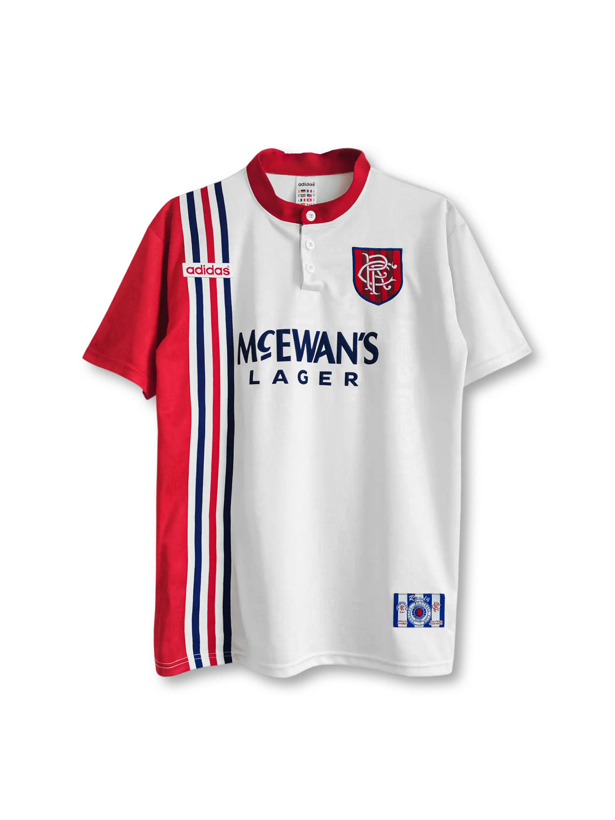 1996/97年 レンジャーズ アウェイユニフォーム アディダス製 白×赤デザイン