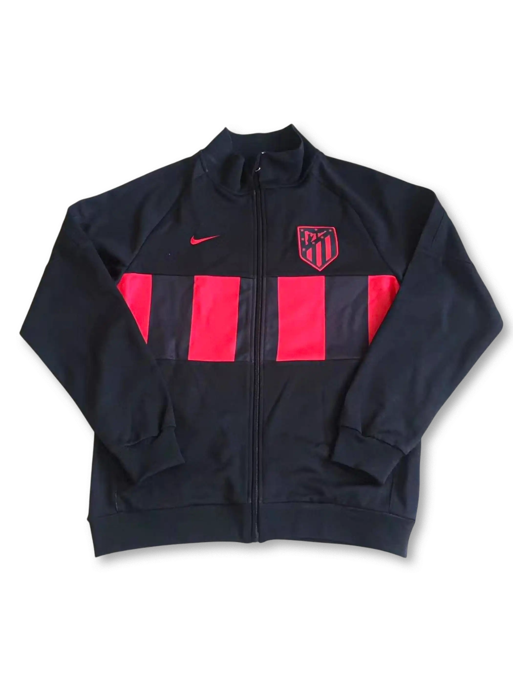 1996年アトレティコ・マドリード トラックジャケット 正面、レッド×ネイビーのブロック配色