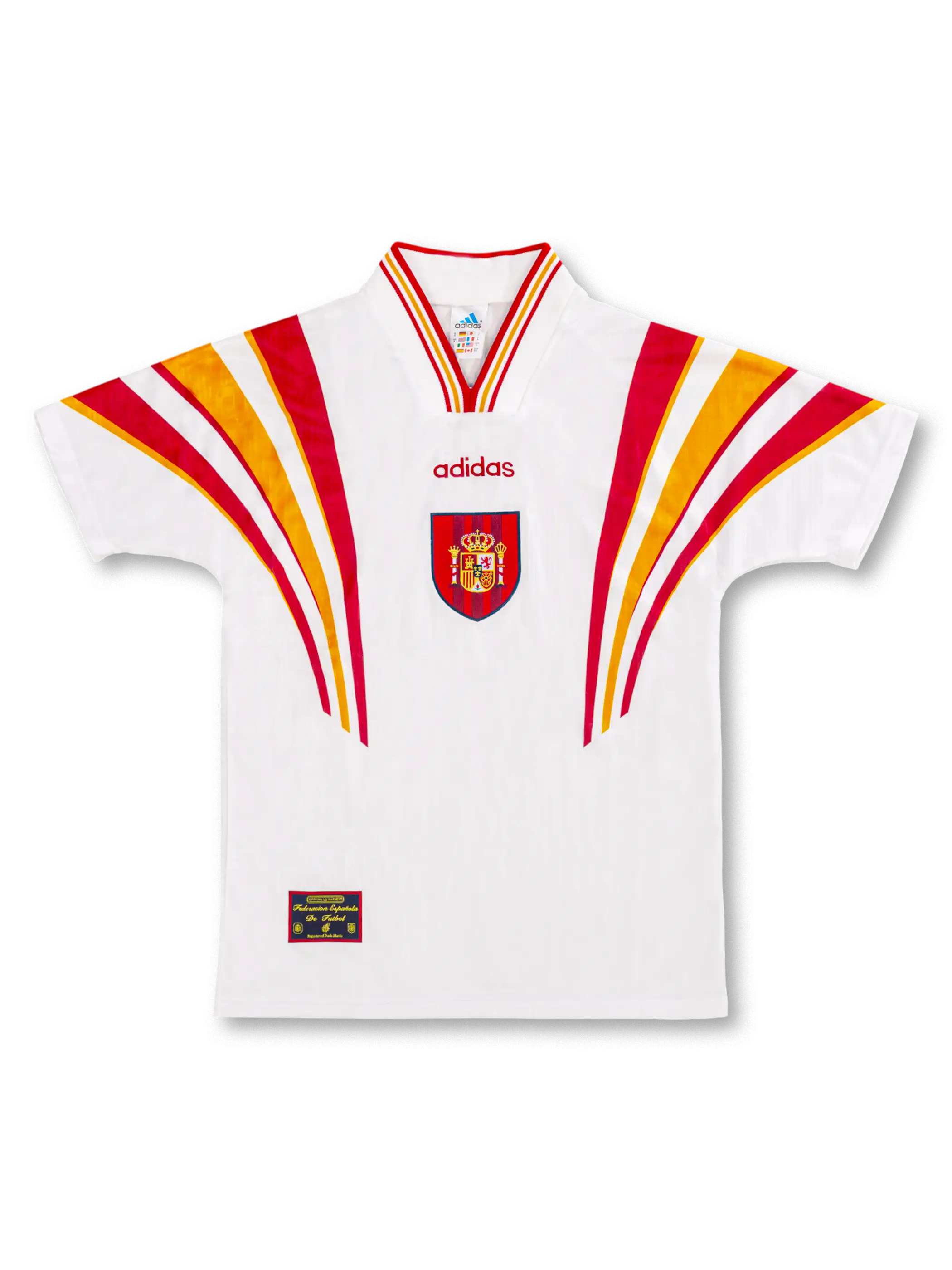 1996年スペイン代表 セカンドアウェイ ユニフォーム 前面 放射ストライプデザイン