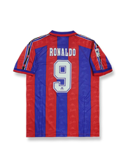 1996-97シーズンFCバルセロナホームユニフォーム ロナウド #9 赤青縦縞 ナイキ刺繍スウッシュ&クラブエンブレム付き