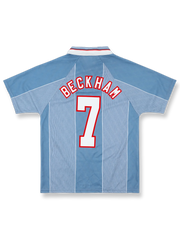 1996-97年イングランド代表アウェイレトロユニフォーム デイビッド・ベッカム #7 濃紺 白赤アクセント クラシックエンブレム刺繍