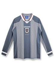 1996年イングランド代表アウェイ長袖ユニフォーム 濃紺 白赤アクセント クラシックエンブレム刺繍