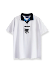 1996年イングランド代表ホームユニフォーム 白地 赤アクセント クラシックエンブレム刺繍