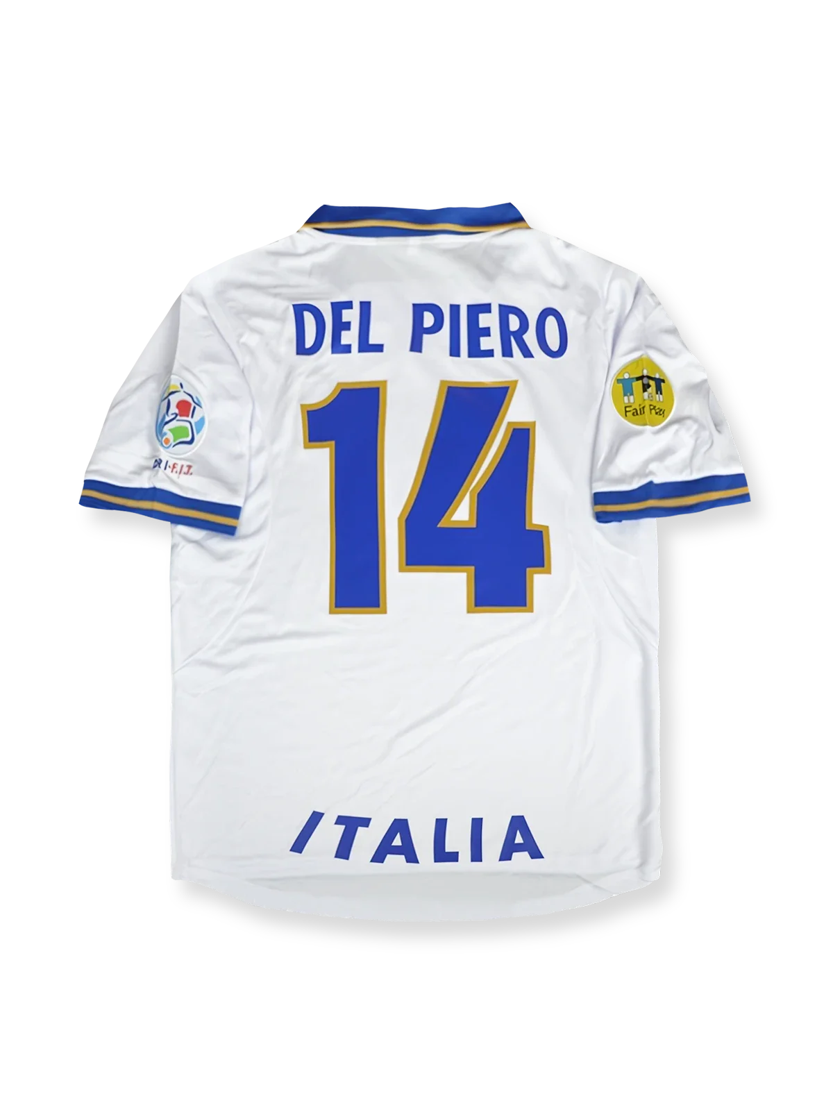 1996年 イタリア代表アウェイユニフォーム、アレッサンドロ・デル・ピエロ14番、国際試合公式用デザイン