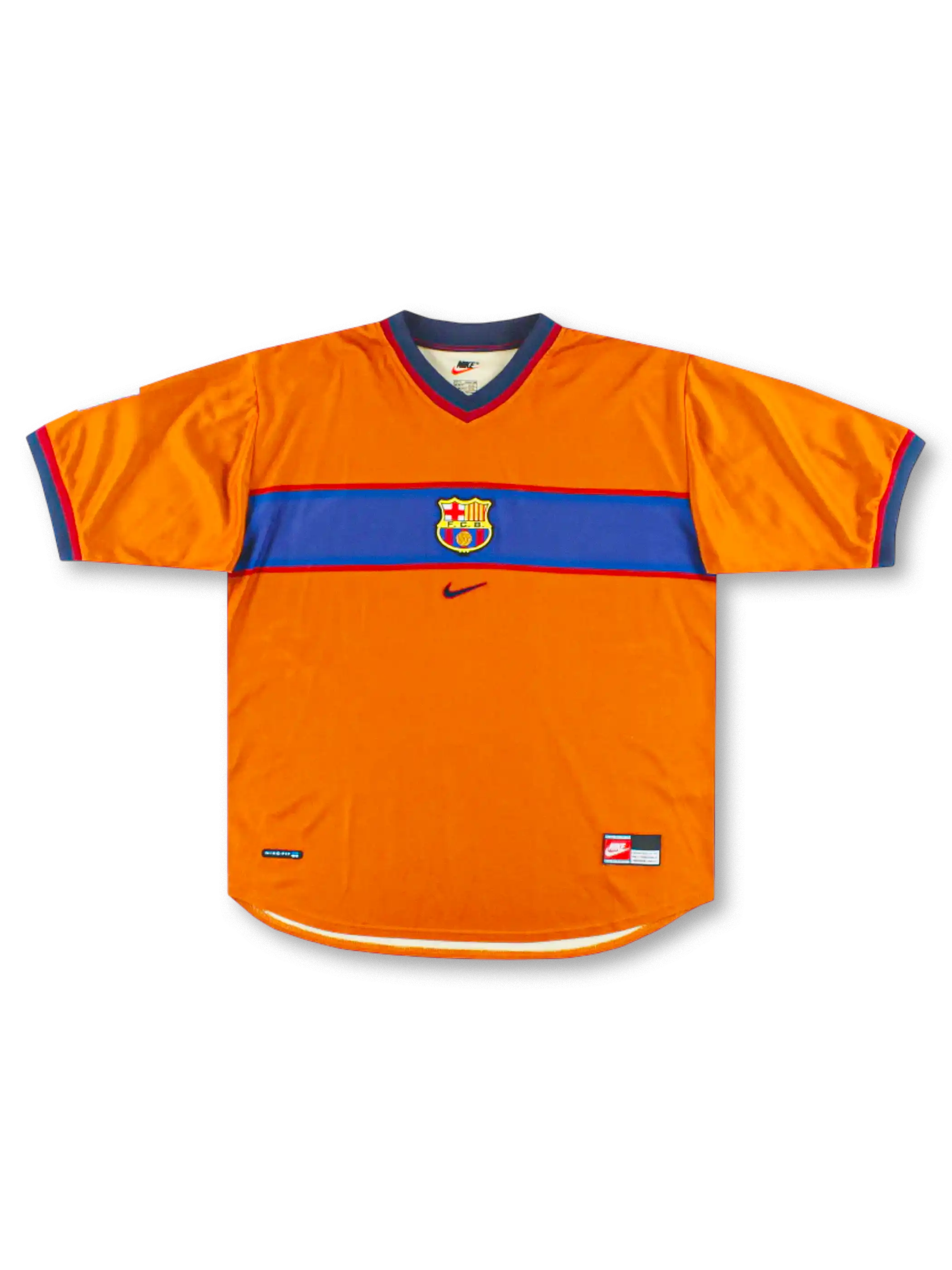 1998-00年 バルセロナ サードユニフォーム オレンジ×ブルー 正面