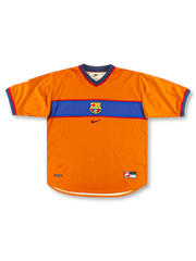 1998-00年 バルセロナ サードユニフォーム オレンジ×ブルー 正面