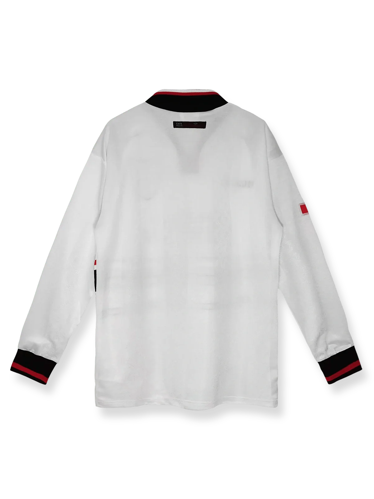 1998/99シーズンのマンチェスター・ユナイテッドのアウェイ白長袖シャツ、シンプルでクラシックなデザインを示す