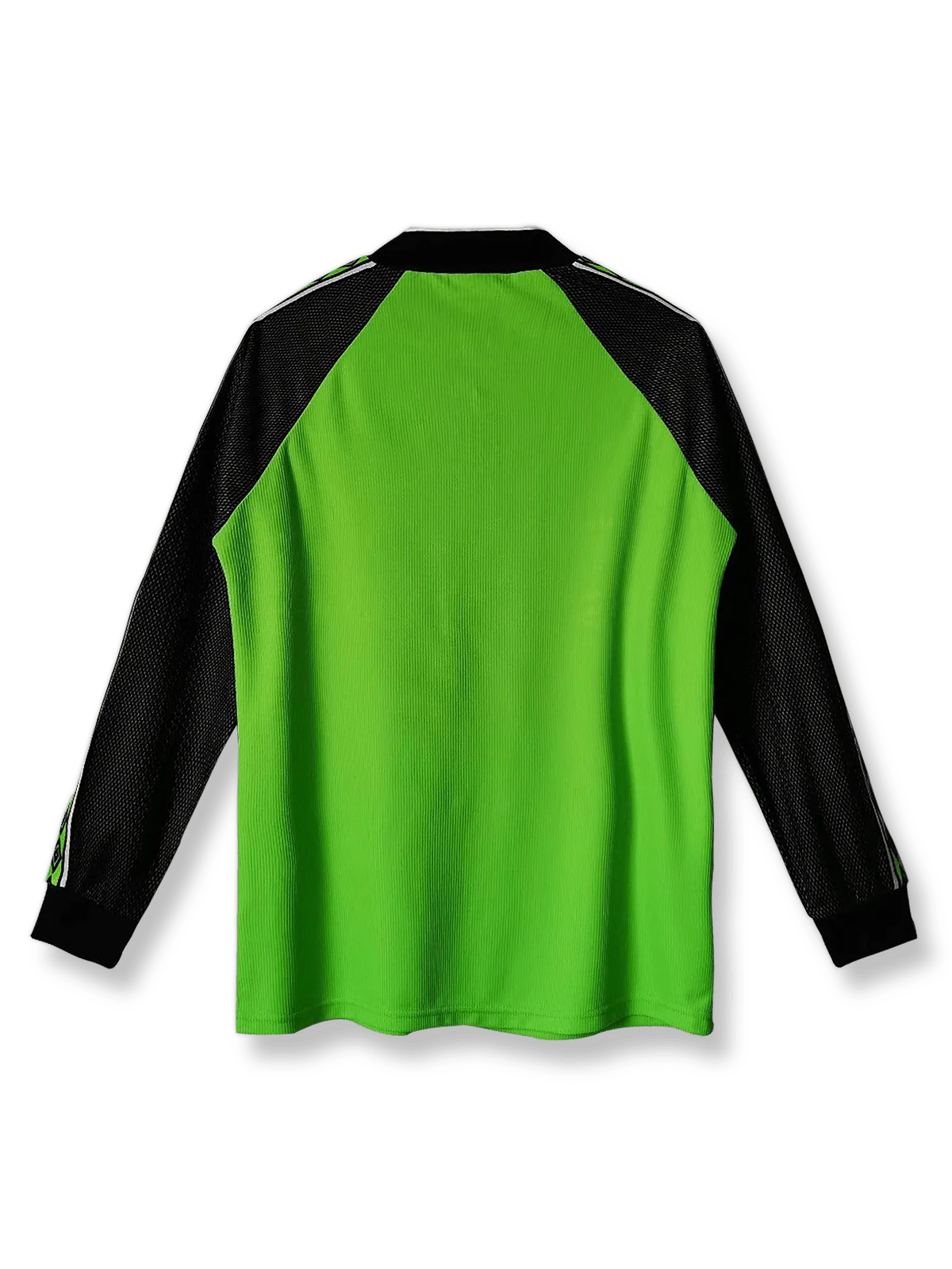 1998/99年シーズンのマンチェスター・ユナイテッドゴールキーパーグリーン長袖ユニフォーム。シンプルでクラシックなデザイン。