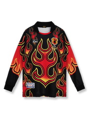 1998年日本代表ゴールキーパー赤い炎長袖ユニフォーム 赤 炎柄 クラシックエンブレム刺繍