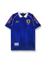 1998年日本代表ホームユニフォーム 青地 白赤アクセント クラシックエンブレム刺繍