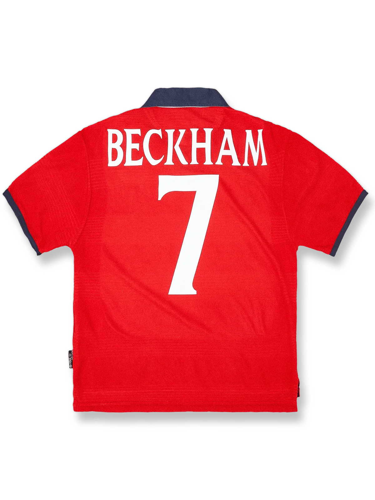 1999-01年イングランド代表アウェイレトロユニフォーム デイビッド・ベッカム #7 濃紺 赤白アクセント クラシックエンブレム刺繍