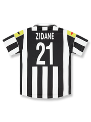 2000-01シーズンユヴェントスヨーロッパホームユニフォーム ジネディーヌ・ジダン #21 白黒縦縞 アディダス刺繍&クラブエンブレム付き