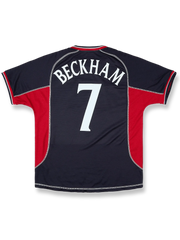 2000-01シーズンマンチェスター・ユナイテッドサードユニフォーム デイビッド・ベッカム #7 黄色 黒アクセント ナイキ刺繍スウッシュ&クラブエンブレム付き