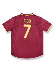 2000年ポルトガル代表ホームユニフォーム ルイス・フィーゴ #7 赤 緑アクセント クラシックエンブレム刺繍