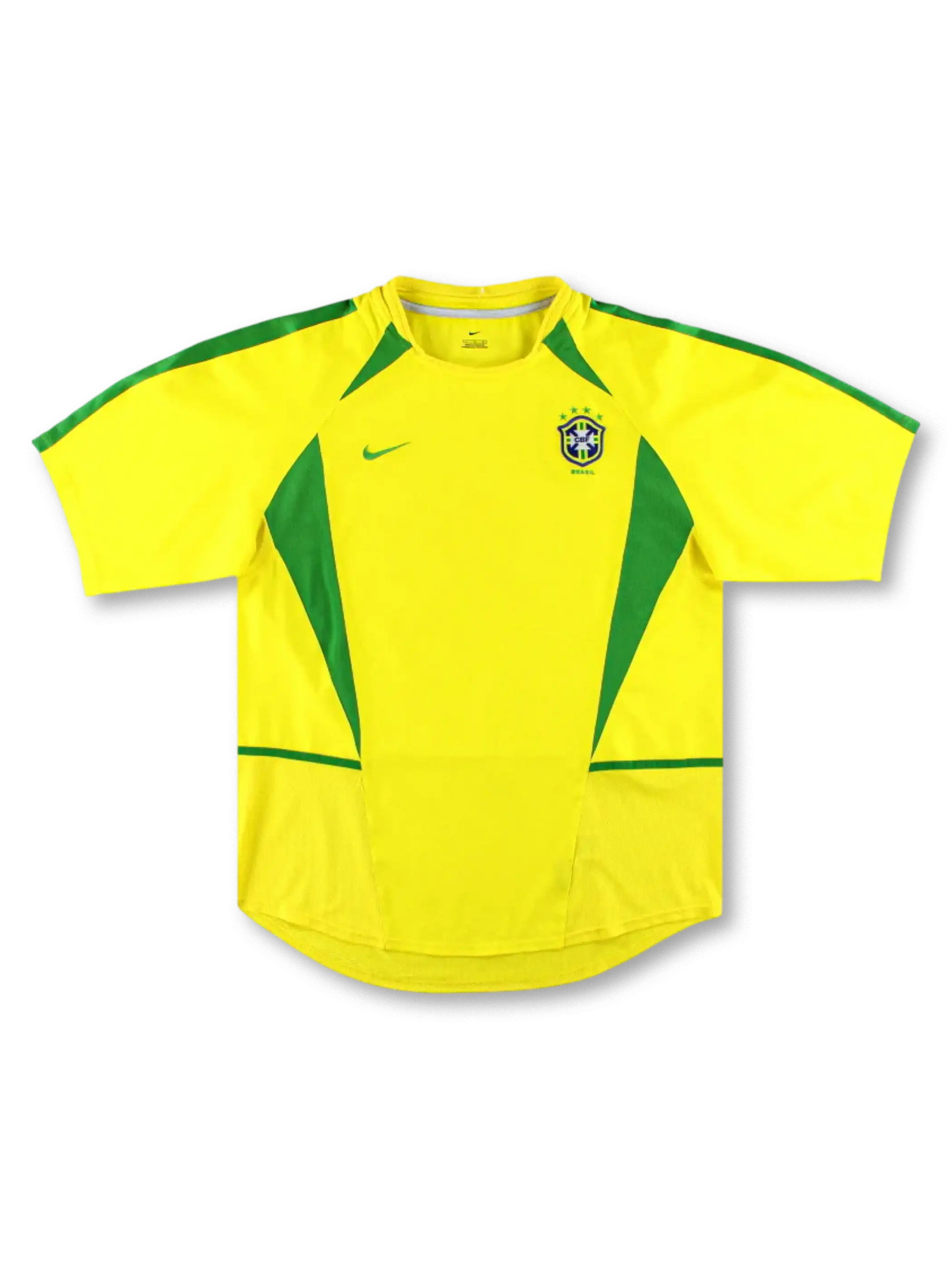 2002-04年 ブラジル代表 ホーム ユニフォーム、カナリアイエローのヴィンテージサッカージャージ