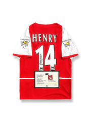 2002-03シーズンアーセナルホームユニフォーム ティエリ・アンリ サインプリント 赤 白アクセント プーマ刺繍&クラブエンブレム付き