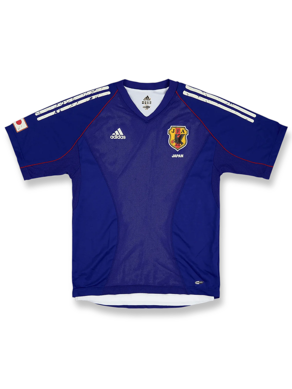 2002-04年日本代表ホーム選手用ユニフォーム サムライブルー 白アクセント 日本サッカー協会エンブレム刺繍