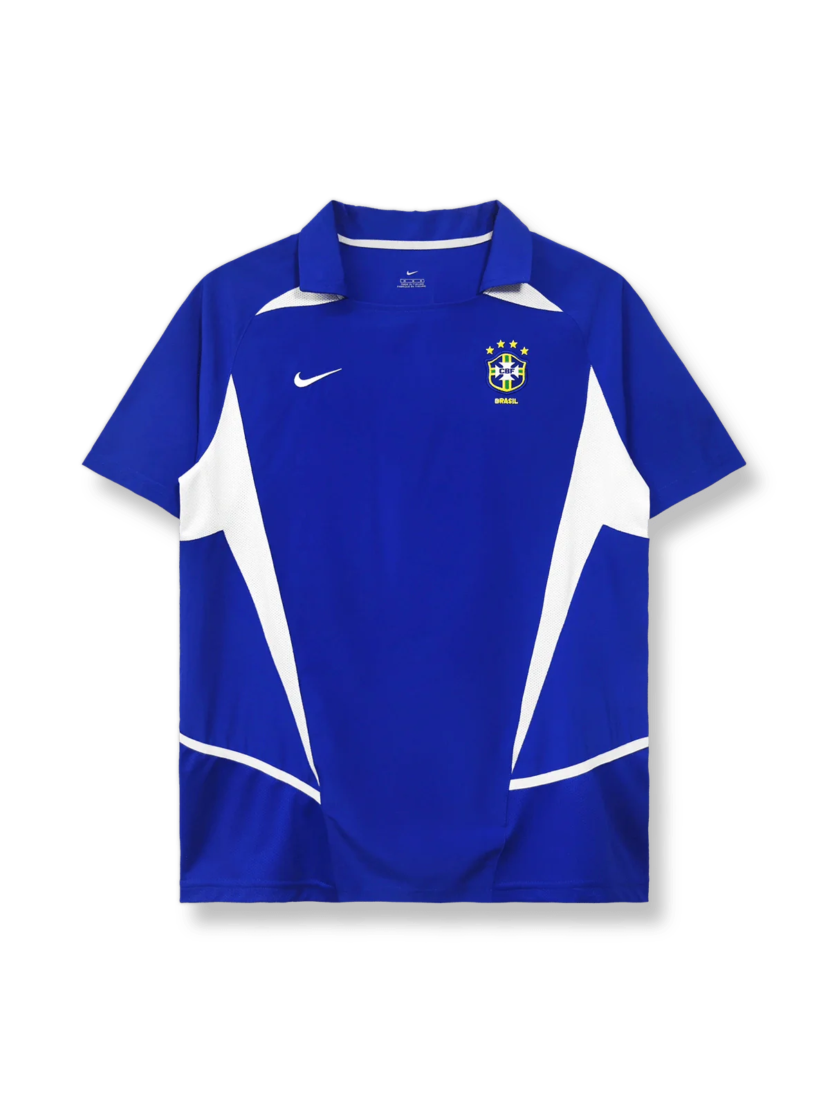 2002年ブラジル代表アウェイレトロユニフォーム 黄色地緑アクセント クラシックエンブレム刺繍